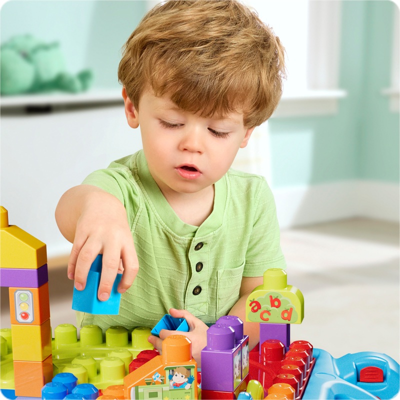 MEGA Bloks Building Blocks Build 'N Learn Table Blue and Red
