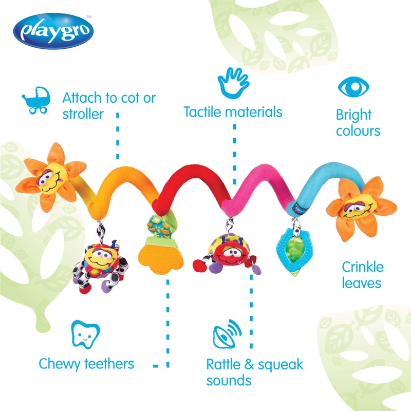 Playgro Amazing Garden Twirly Whirly Teether Sensory Stroller Toy 2 Playgro Amazing Garden Twirly Whirly Teether Sensory Stroller Toy