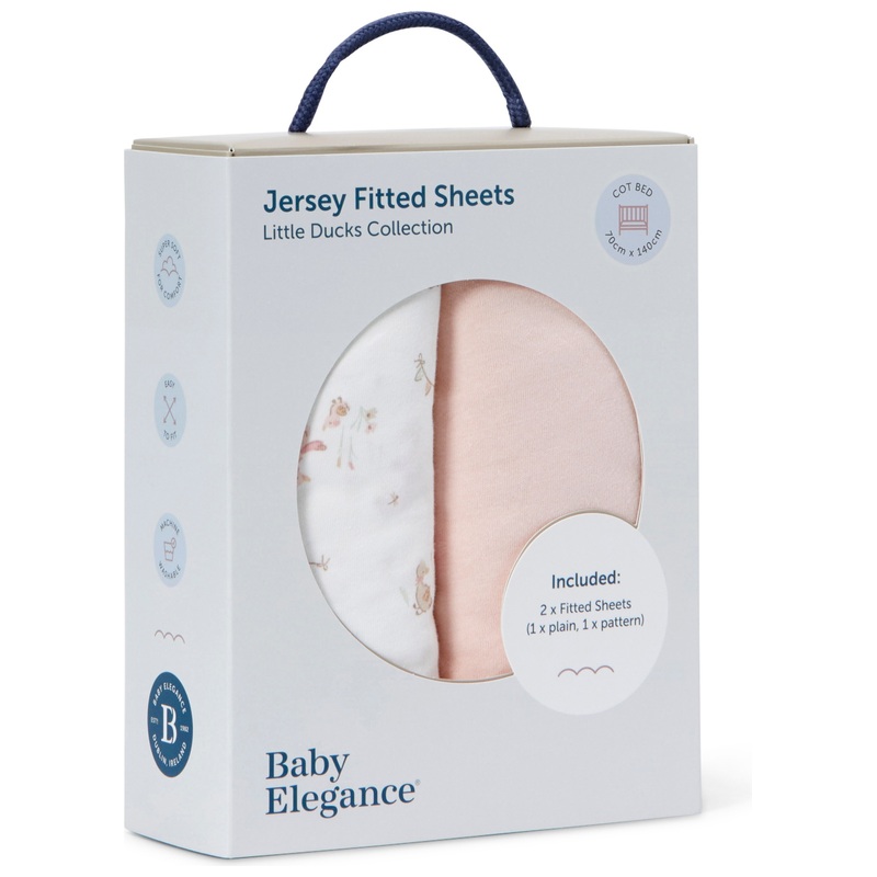 Baby Elegance Cot Bed 2 Piece Fitted Sheets Set Little Ducks 140 x 70cm