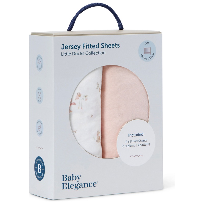 Baby Elegance Cot 2 Piece Fitted Sheets Set Little Ducks 120 x 60cm