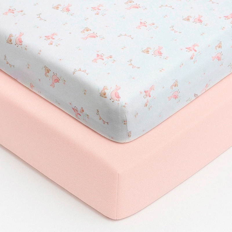 Baby Elegance Cot 2 Piece Fitted Sheets Set Little Ducks 120 x 60cm