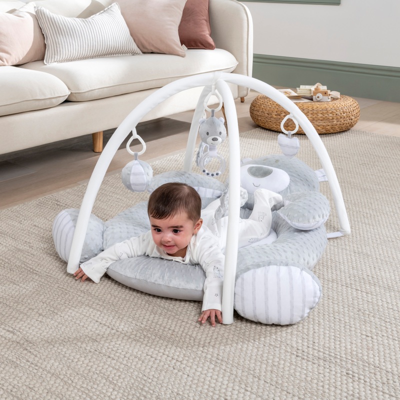 Little Discoveries Plush Bear Baby Gym Grey