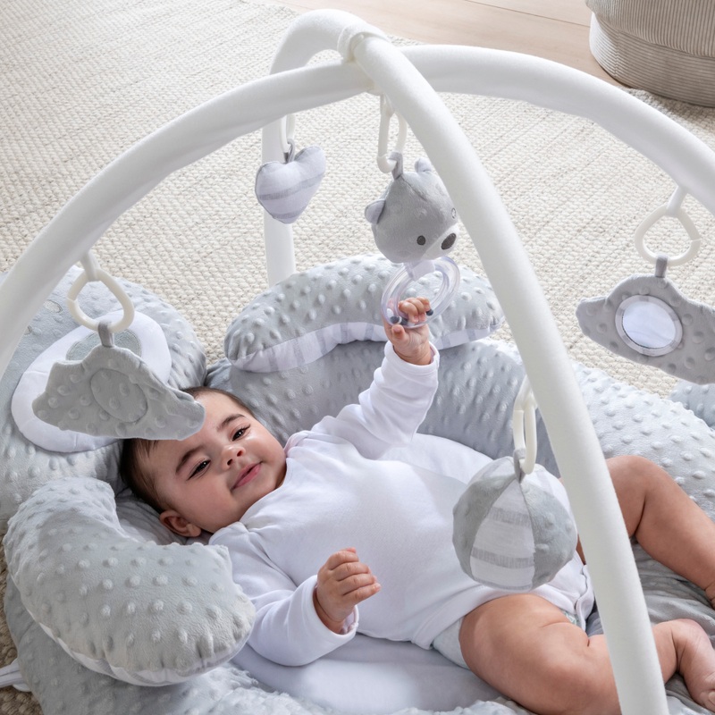 Little Discoveries Plush Bear Baby Gym Grey 4 Little Discoveries Plush Bear Baby Gym Grey