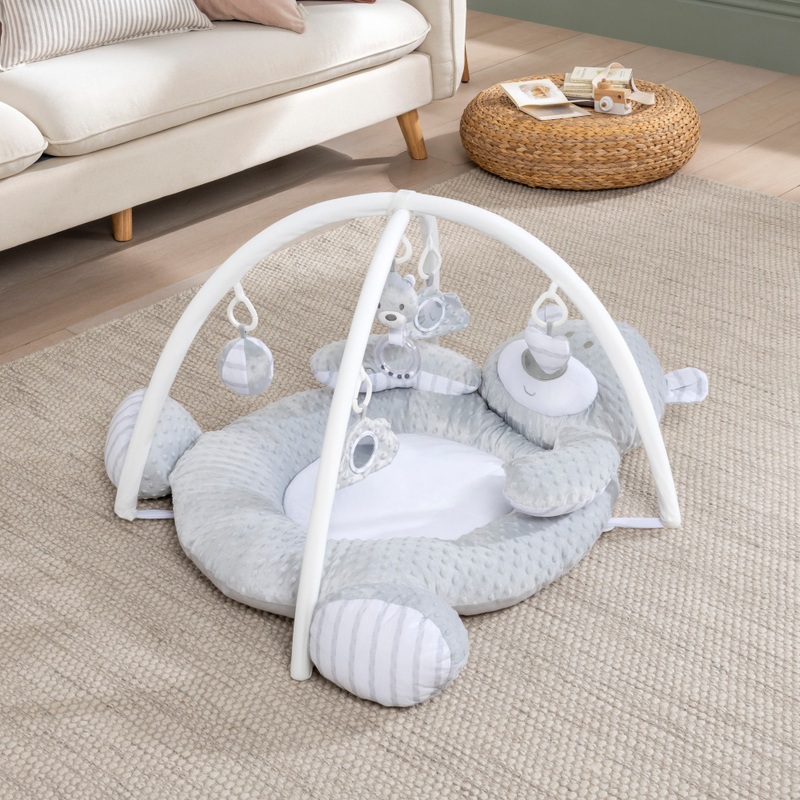 Little Discoveries Plush Bear Baby Gym Grey 5 Little Discoveries Plush Bear Baby Gym Grey