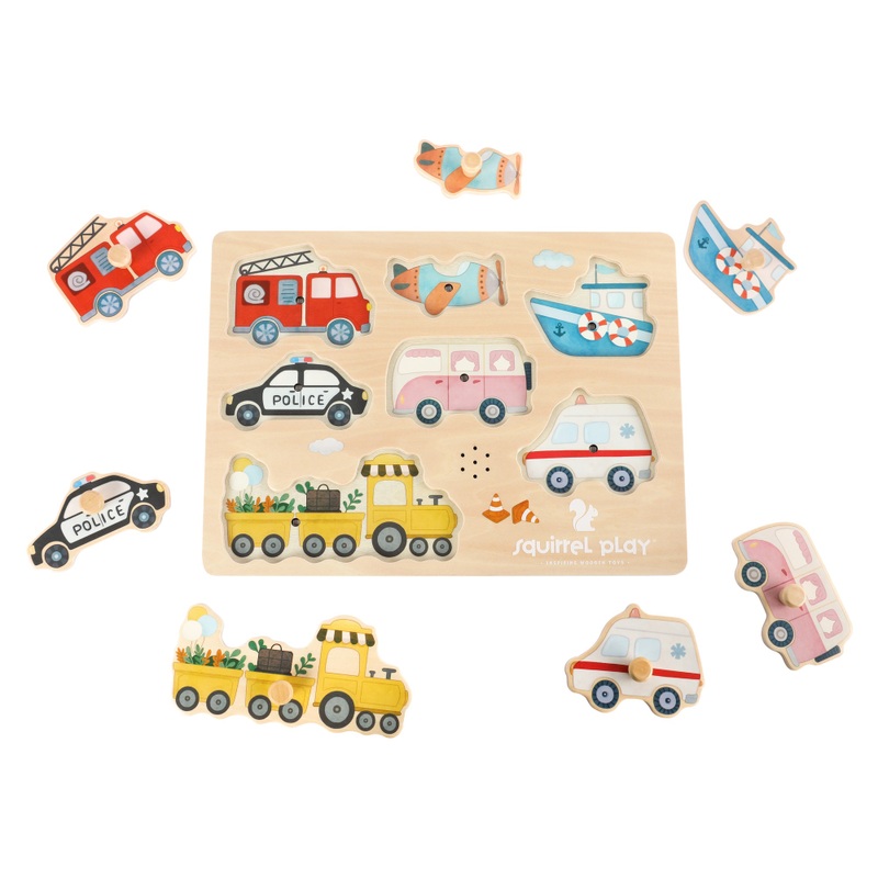 Squirrel Play Wooden Vehicles Sound Puzzle