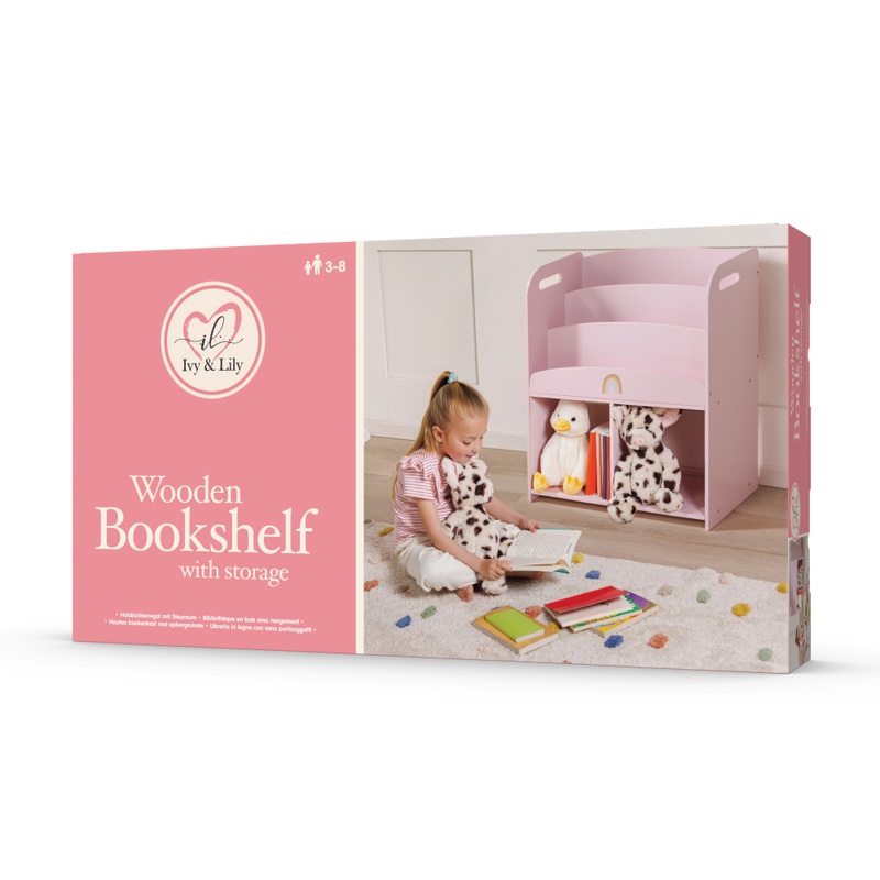 Ivy & Lily Wooden Bookshelf with Storage 8 Ivy & Lily Wooden Bookshelf with Storage