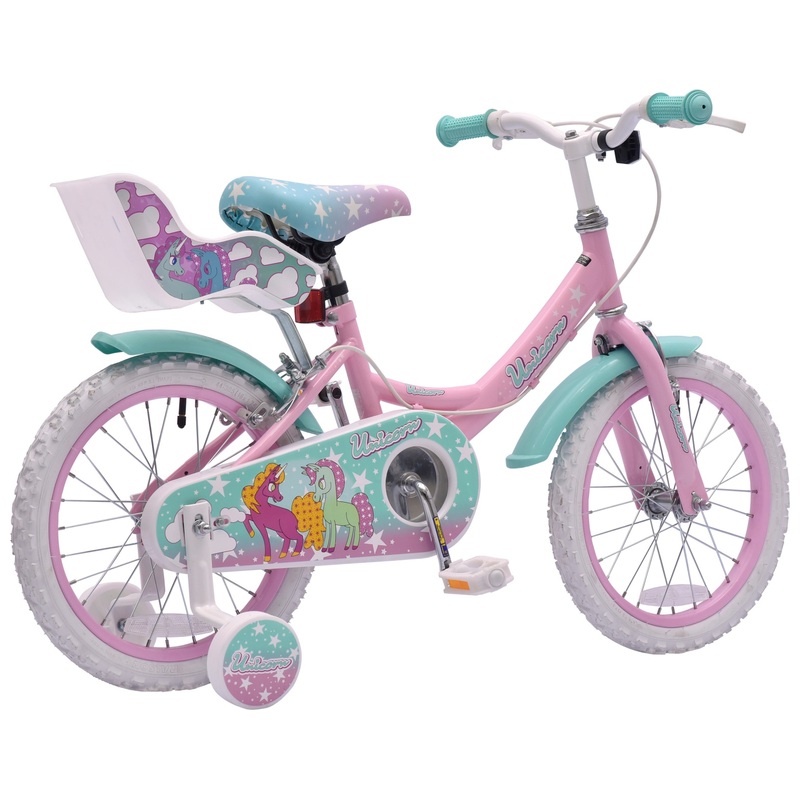 16 Inch Unicorn Bike with Doll Carrier Pink 6 16 Inch Unicorn Bike with Doll Carrier Pink