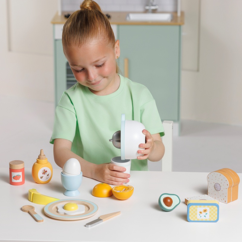 Kitchen Corner Wooden Pull-Apart Breakfast Food Set with Juicer 3 Kitchen Corner Wooden Pull-Apart Breakfast Food Set with Juicer